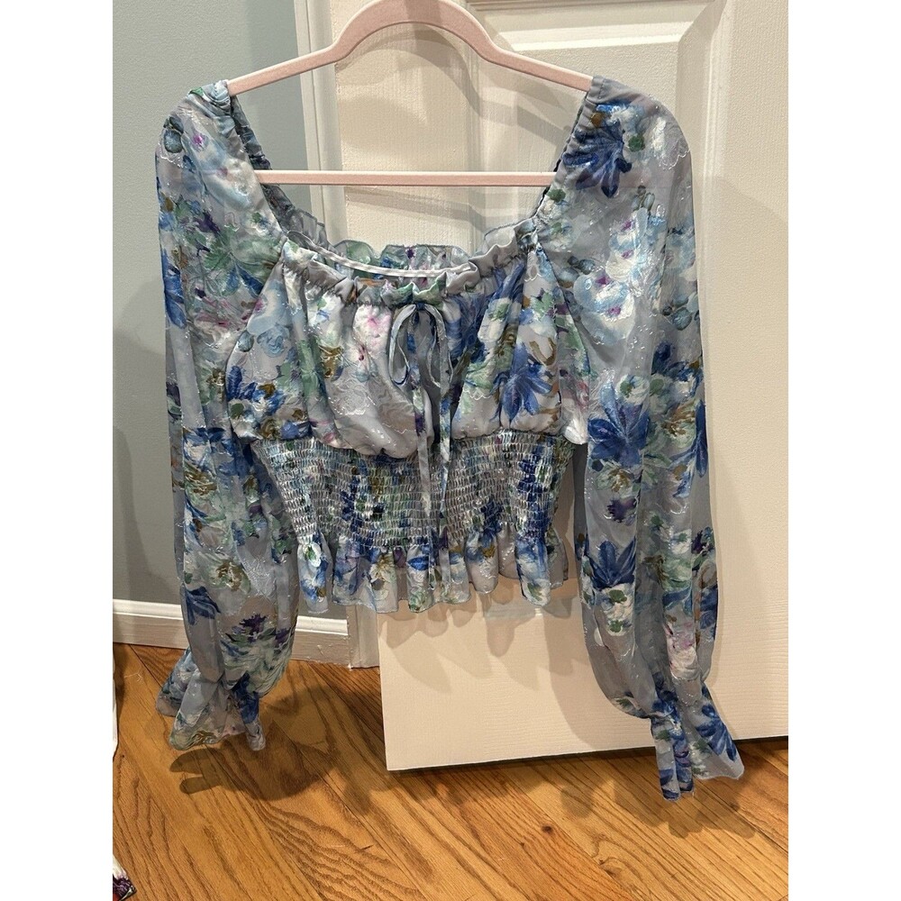 SHEIN Curve Blue Floral Blouse Size 1XL